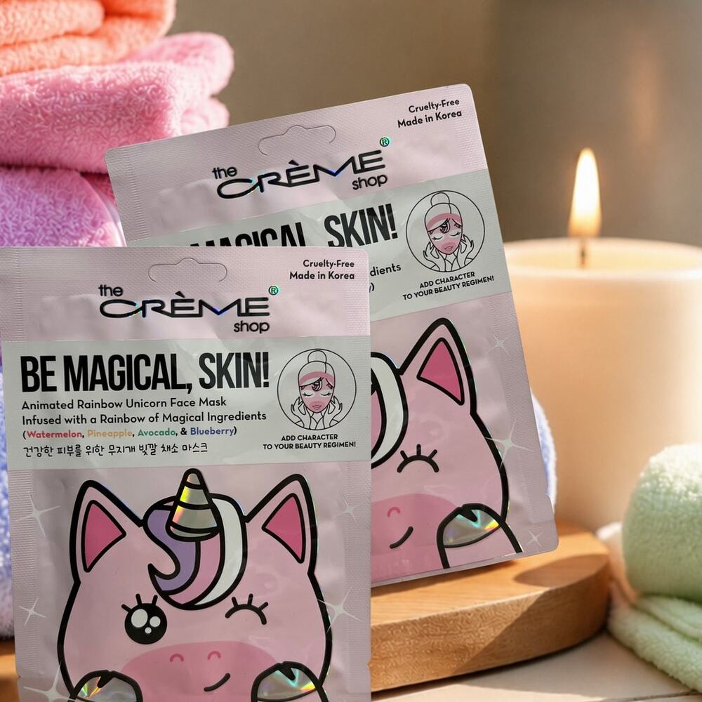 The Crème Shop Unicorn Sheet Masks x2 Watermelon Pineapple Avocado Blueberry